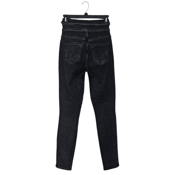 MOTHER The Swooner Exposed Snap Ankle High Rise Skinny Black Jeans 24 Preowned - Picture 2 of 11